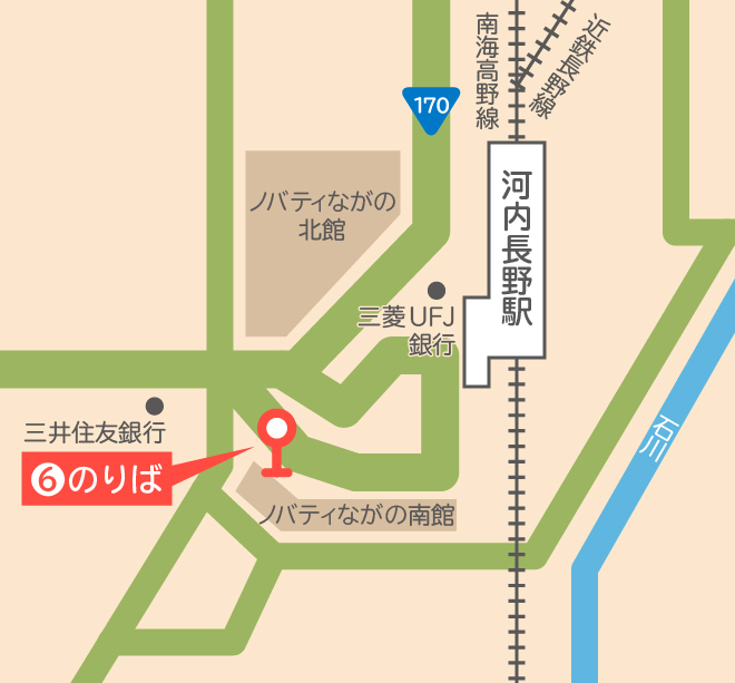 河内長野駅前バスのりば案内図